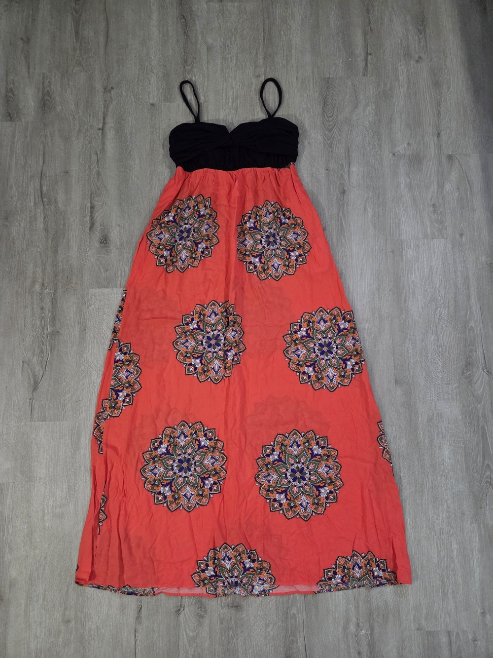 Anthropology Lilka Black & Coral Printed Maxi Dress - XS - Picture 2 of 10